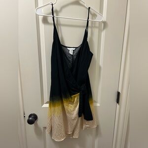 H&M Black and Yellow Mini Wrap Dress